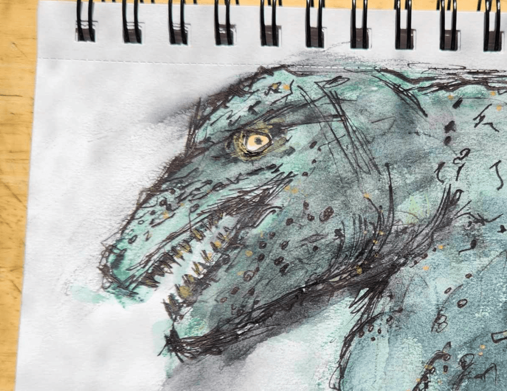 Showing Your Artwork: Godzilla Watercolor and&nbsp;Ink